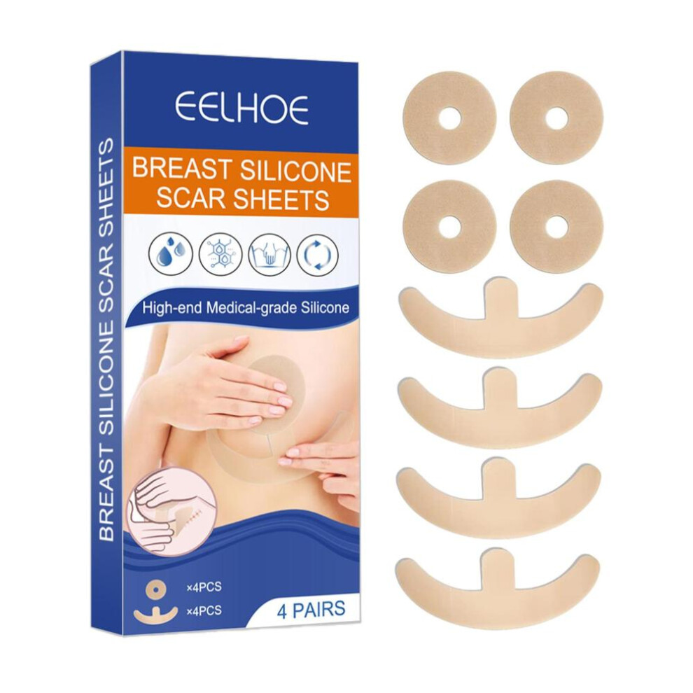 EELHOE 4 Pairs Breast Silicone Scar Sheets Safety Mild Reduce Flatten Dilute Soften Scars