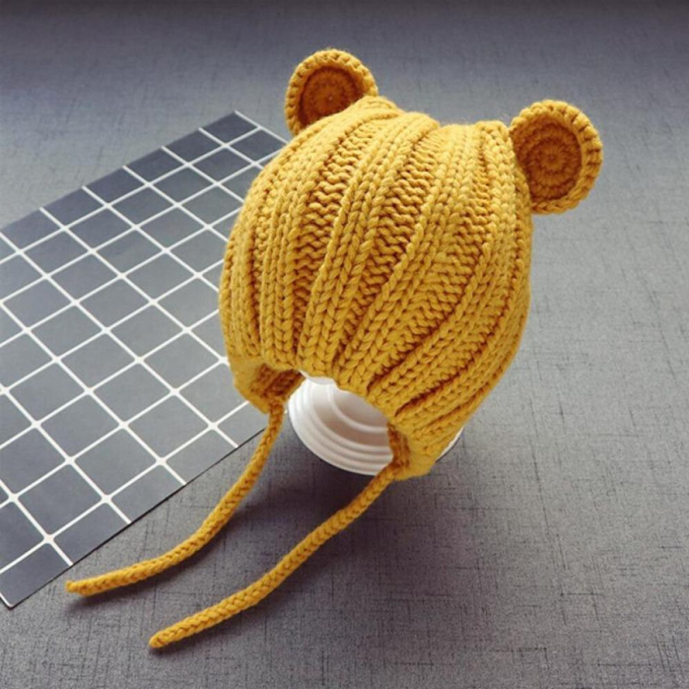 (Yellow) Baby Hat Autumn Winter Cute Baby Girls Boys Hat Bear Ear Keep Warm Knitted Beanies