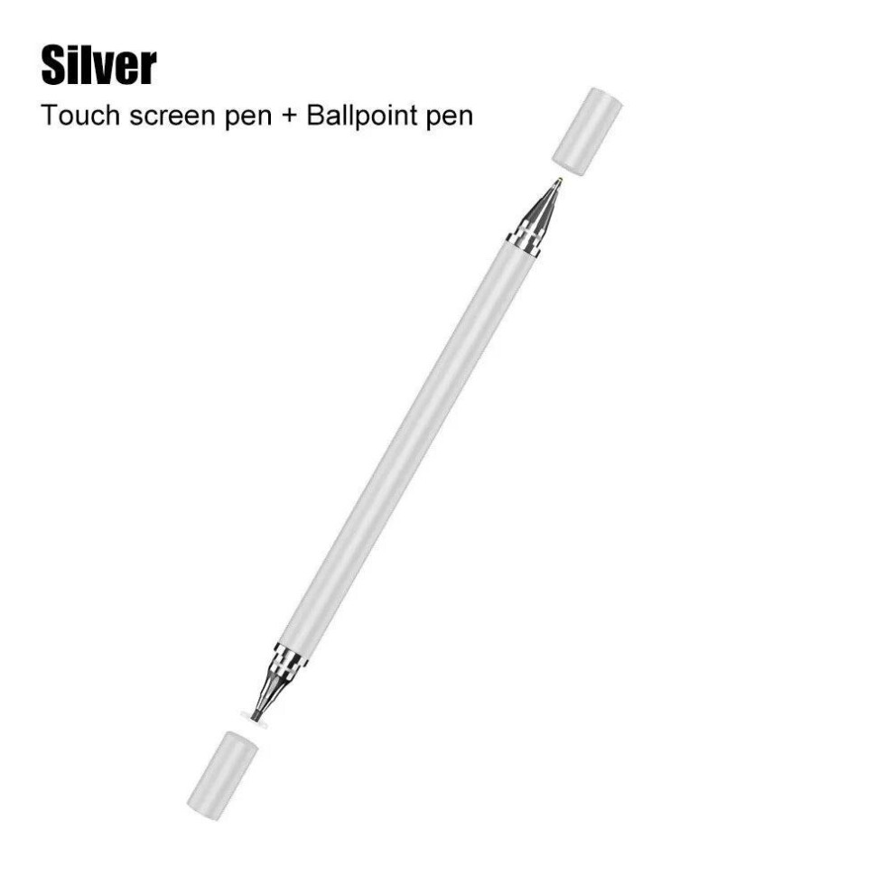 (silver) 2 In 1 Stylus Pen for Mobile Phone Tablet Drawing Pen Capacitive Pencil Universal Touch Screen Pen for Pad Iphone Android Xiaomi