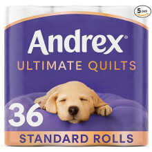 Andrex Ultimate Quilts Toilet Tissue 36 Standard Rolls Air Pocket Technology for Soft Thick Sheets (Previously Andrex Supreme Quilts) 36 Toilet Rolls