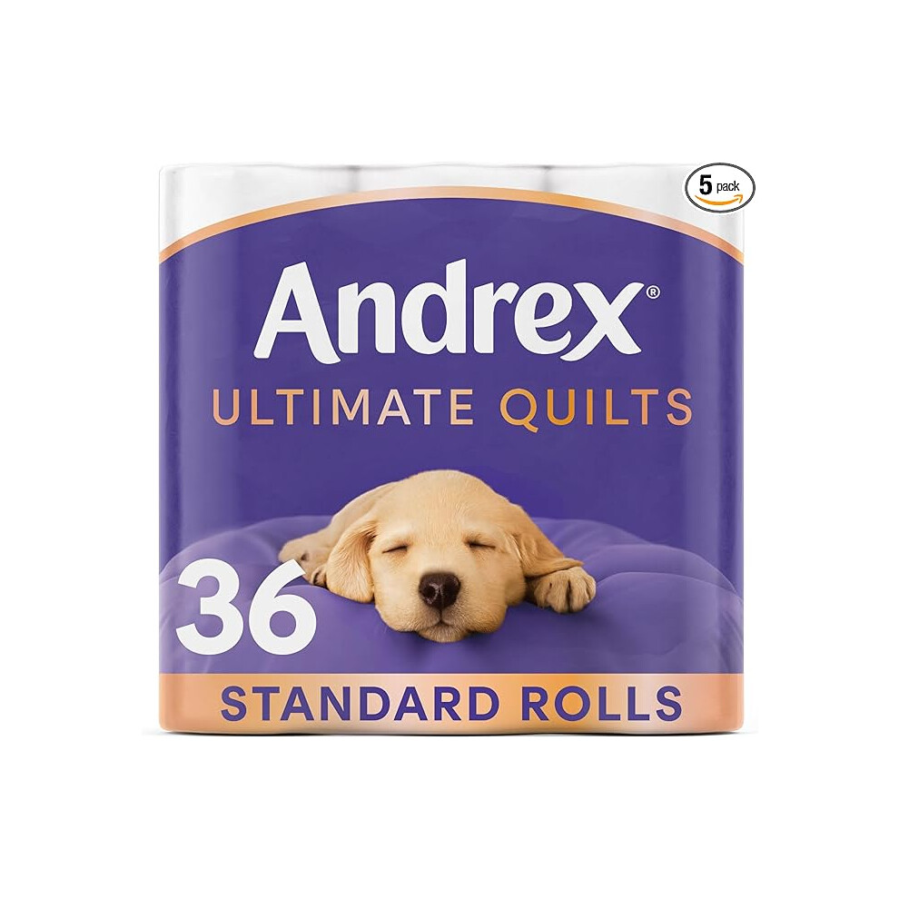 Andrex Ultimate Quilts Toilet Tissue 36 Standard Rolls Air Pocket Technology For Soft Thick Sheets (Previously Supreme Quilts) 36 Toilet Rolls