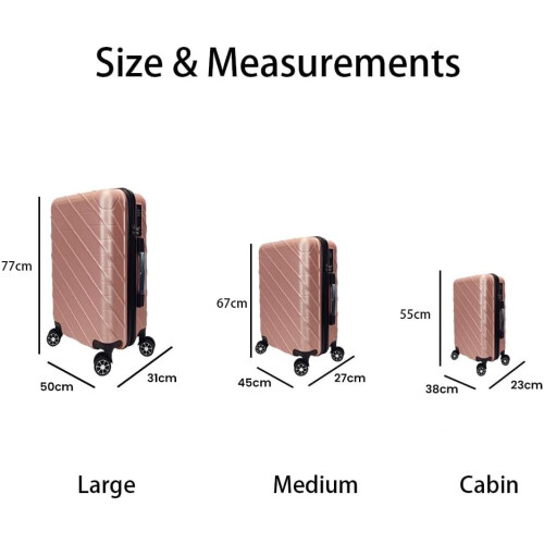 (Rose Gold) Anti-Scratch ABS Hard 3pc Travel Suitcase Set 2