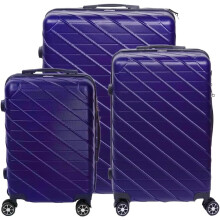 (Navy Blue) Anti-Scratch ABS Hard 3pc Travel Suitcase Set