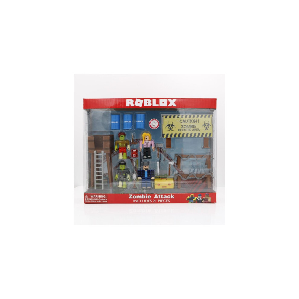 (Zombie Attack-Box Package) Roblox Game Zombie Attack Block Doll Playset Action Figure Toy Kids Gifts