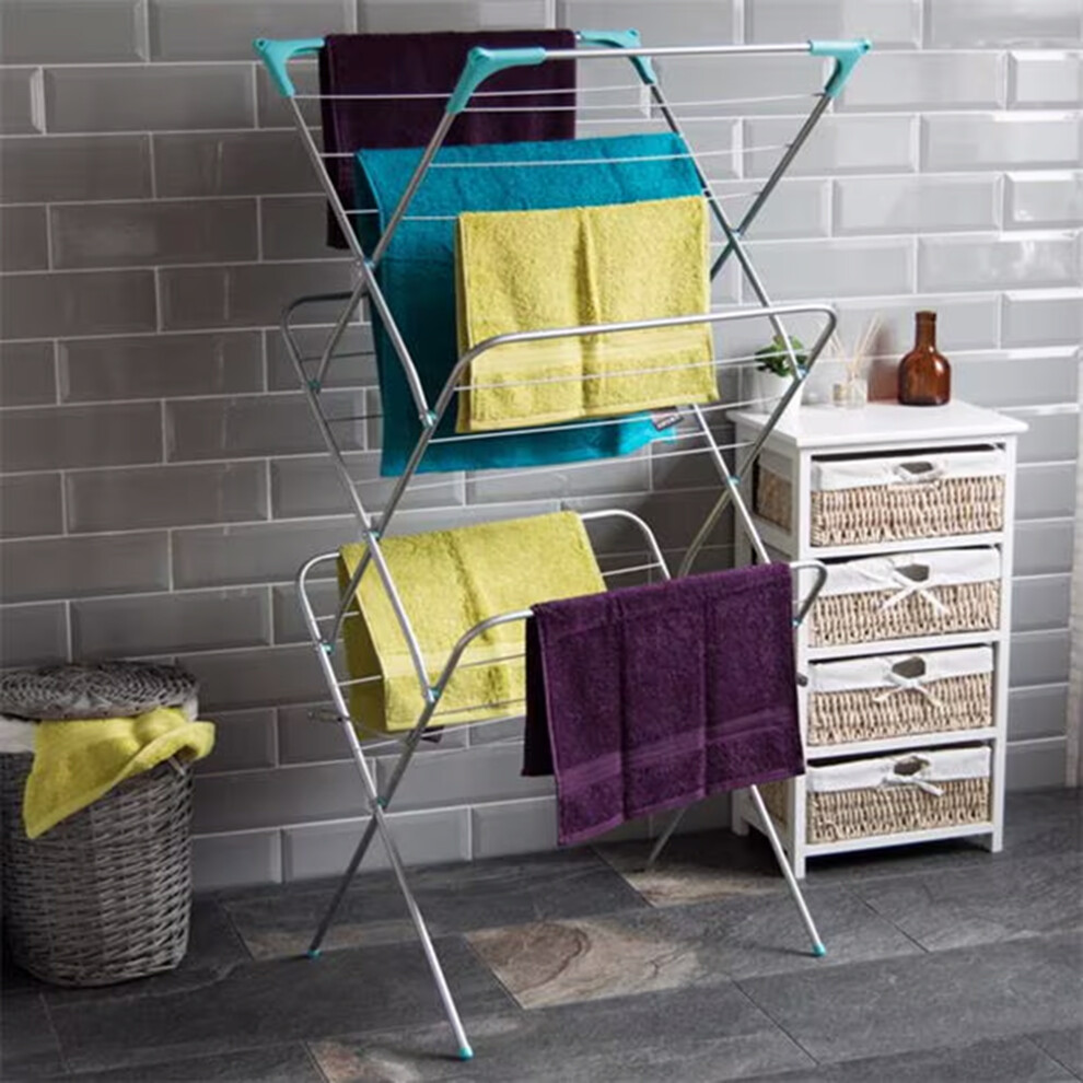 3 Tier Foldable Clothes Drying Rack Laundry Airer Indoor Outdoor