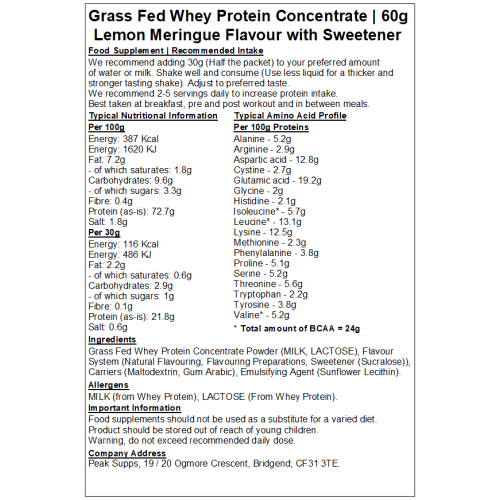 (5kg, Lemon Meringue) Whey Protein Concentrate 80% - Grass Fed