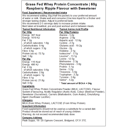 (5kg, Raspberry Ripple) Whey Protein Concentrate 80% - Grass Fed