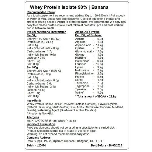 (Vanilla - Stevia, 5kg) Whey Protein Isolate 90% 2