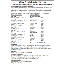 (Mint Chocolate - Stevia, 5kg) Whey Protein Isolate 90%