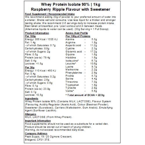 (Raspberry Ripple, 60g (2 Servings)) Whey Protein Isolate 90%