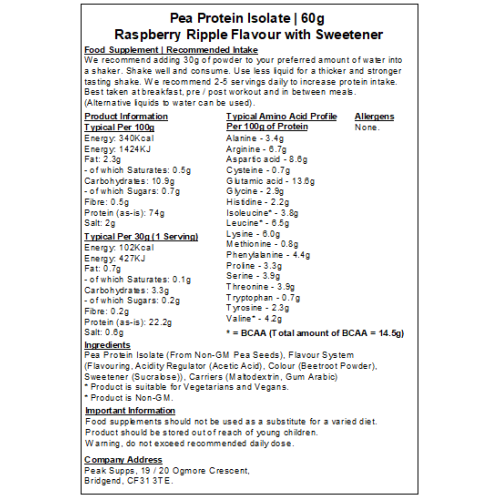 (Raspberry Ripple, 5kg) Pea Protein Isolate 80%