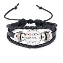 best grandson ever quote relatives bracelet braided leather woven  wristband