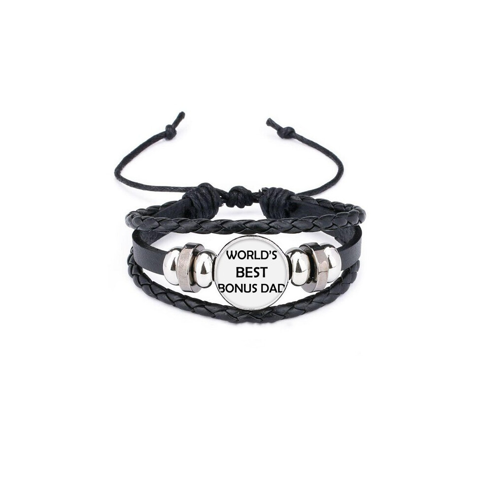 bonus dad father's festival quote bracelet braided leather woven  wristband-image-OPC-PFHYH7D-NEW