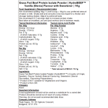(Vanilla (Stevia), 1kg) Grass Fed Beef Protein Isolate 95% - HydroBEEF