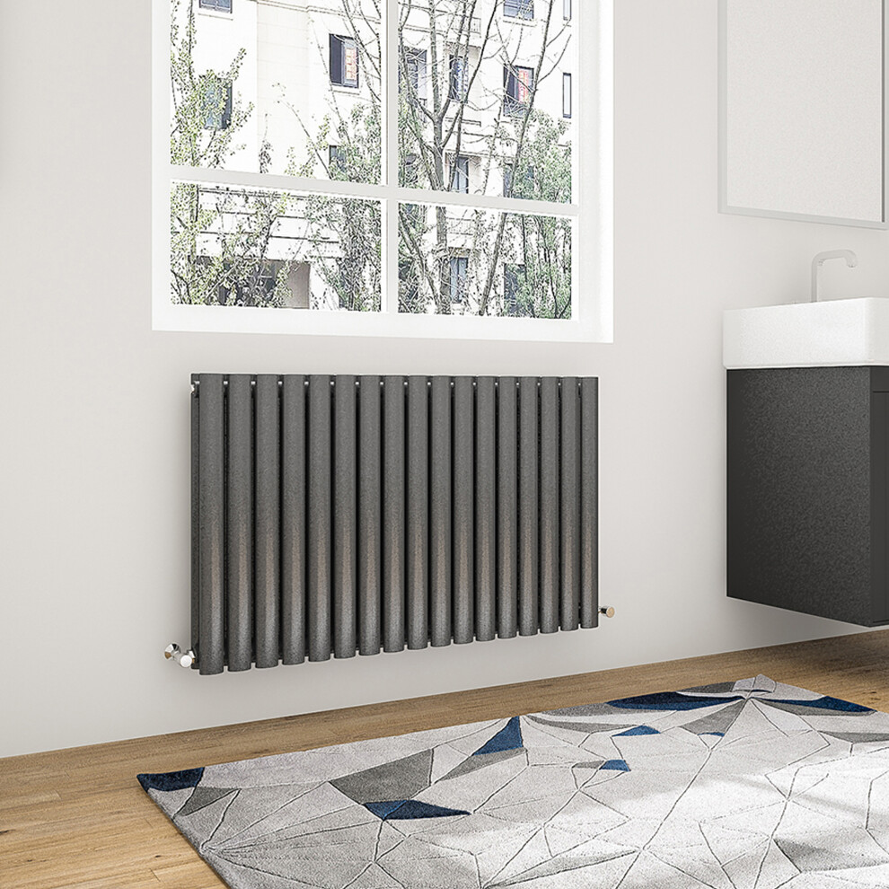 (600x1003mm Double Horizontal) SIMPLE BATHROOMS Anthracite Oval Column Radiators