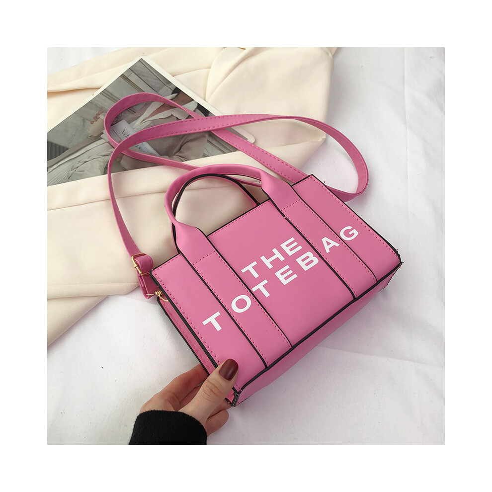 (Pink) Pu Leather Stylish Tote Bag In Black Silver White Orange Pink For Trendy Outfits