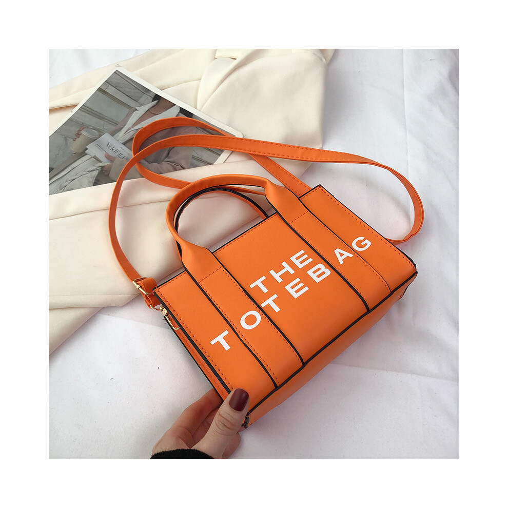 (Orange) Pu Leather Stylish Tote Bag In Black Silver White Orange Pink For Trendy Outfits
