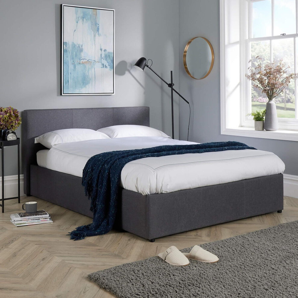 (Double) Home Source Horizon Ottoman Side Lift Bed Frame Grey
