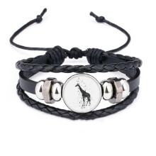 mexican giraffe simple black and white bracelet braided leather woven  wristband