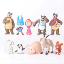 (B-10PCS) 20pcs Masha & The Bear Toy Doll Models Desktop Decoration Ornament Children Gift