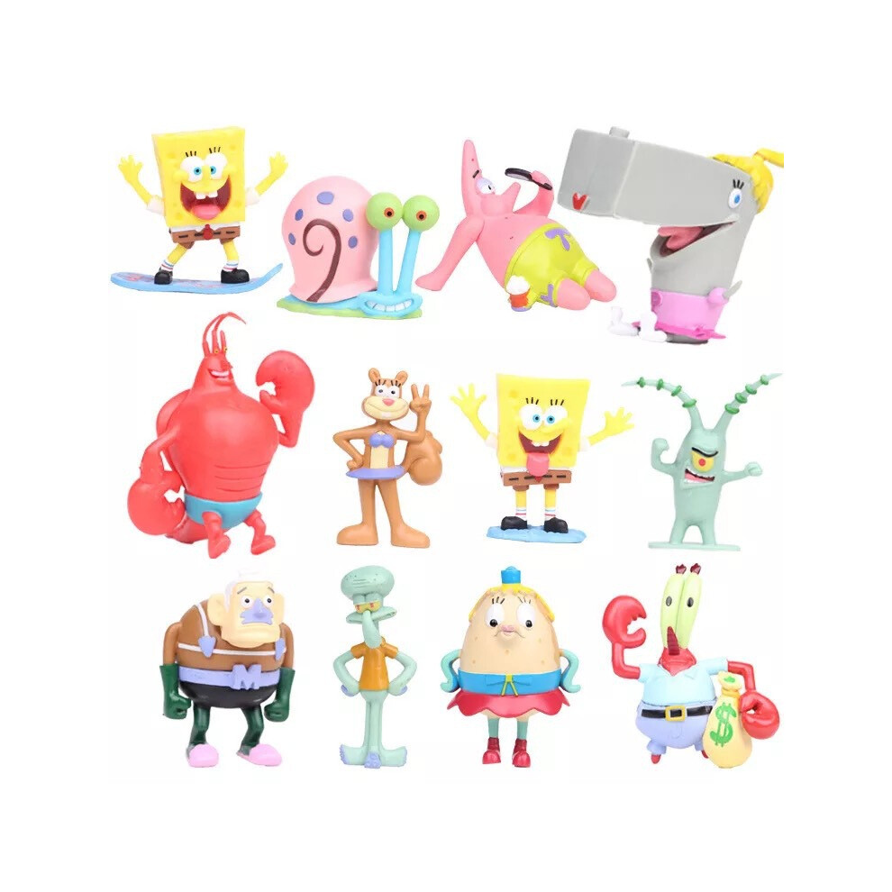 12pcs Spongebob Patrick Cartoon Figure Toy