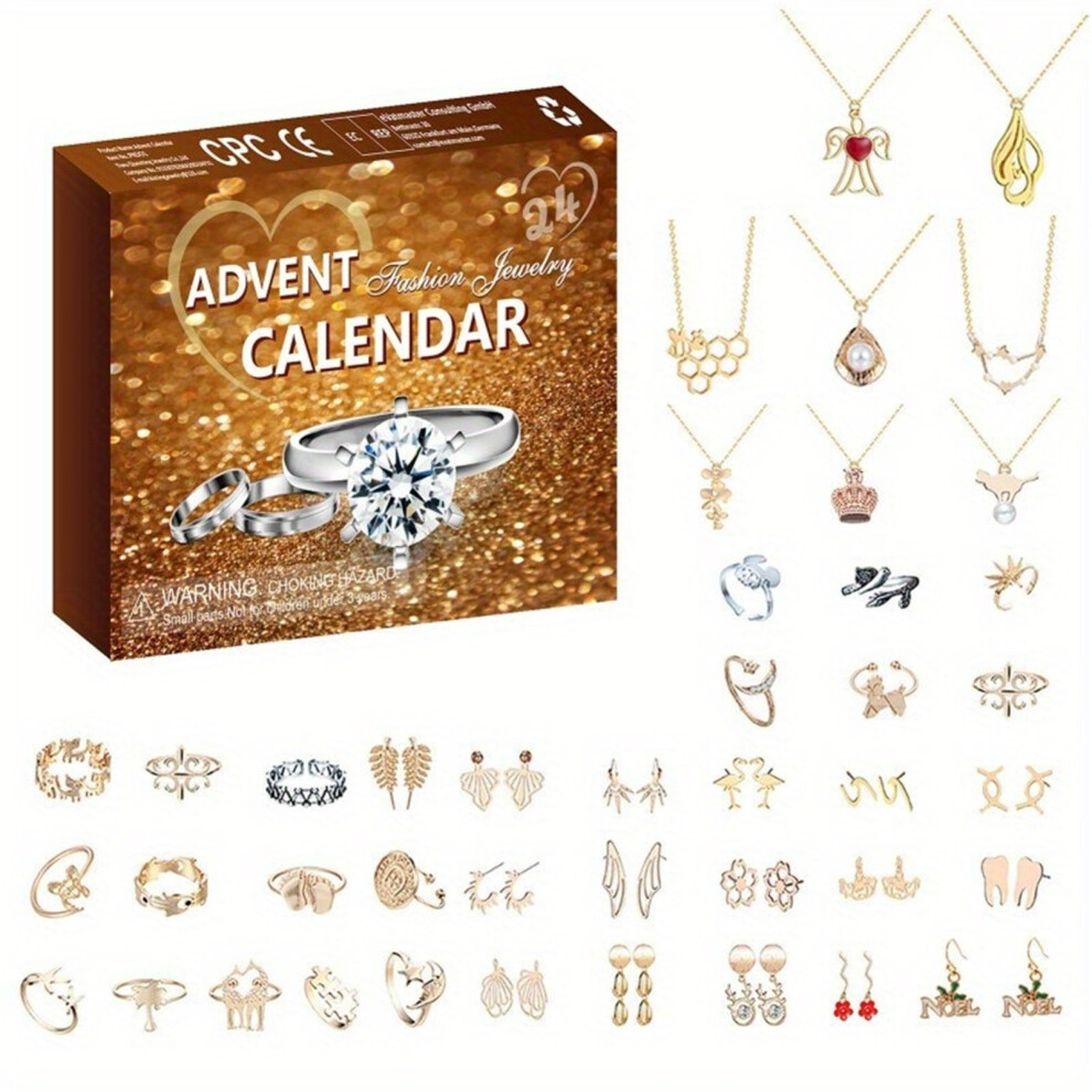 Women's Jewelry Advent Calendar  , Fashion Bracelet Necklace Ring Earrings, 24 Days Countdown Holiday