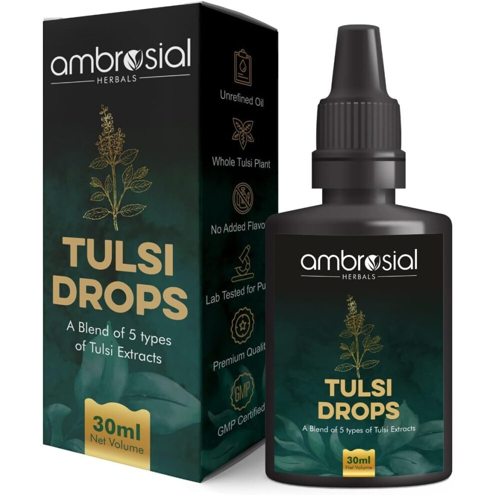 Ambrosial Tulsi Drops Concentrated Extract of 5 Tulsi 30ml