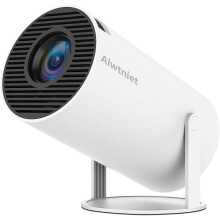 (White) Mini Projector, Portable Projector 4K 1080P Full HD Support, Smart Projector 5G WiFi6 BT5.0 Automatic Level Correction