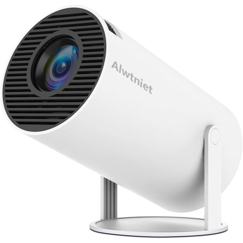 (White) Mini Projector, Portable Projector 4K 1080P Full HD Support, Smart Projector 5G WiFi6 BT5.0 Automatic Level Correction