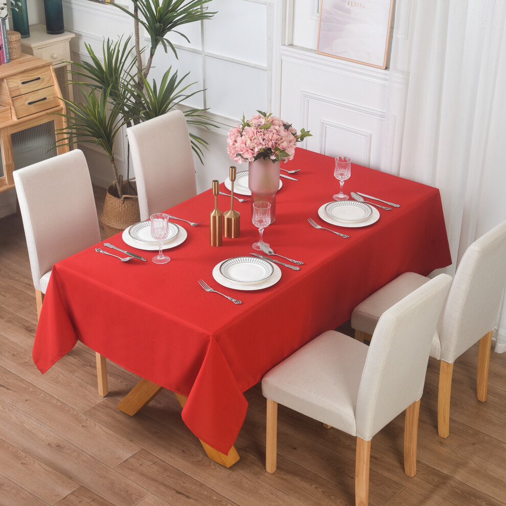 (RED, 150 x 300 cm) Extra Large Rectangular Fabric Tablecloth 150x300cm and 140x200cm 4 Colours