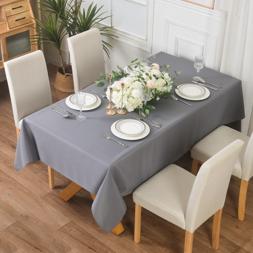 (GREY, 150 x 300 cm) Extra Large Rectangular Fabric Tablecloth 150x300cm and 140x200cm 5 Colours