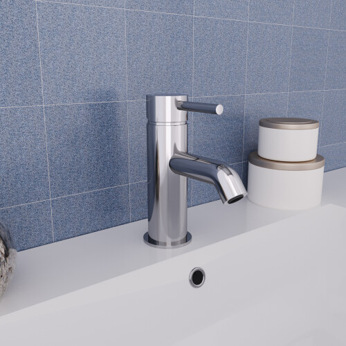 NES Home Round Single Lever Bathroom Basin Mono Mixer Chrome Tap
