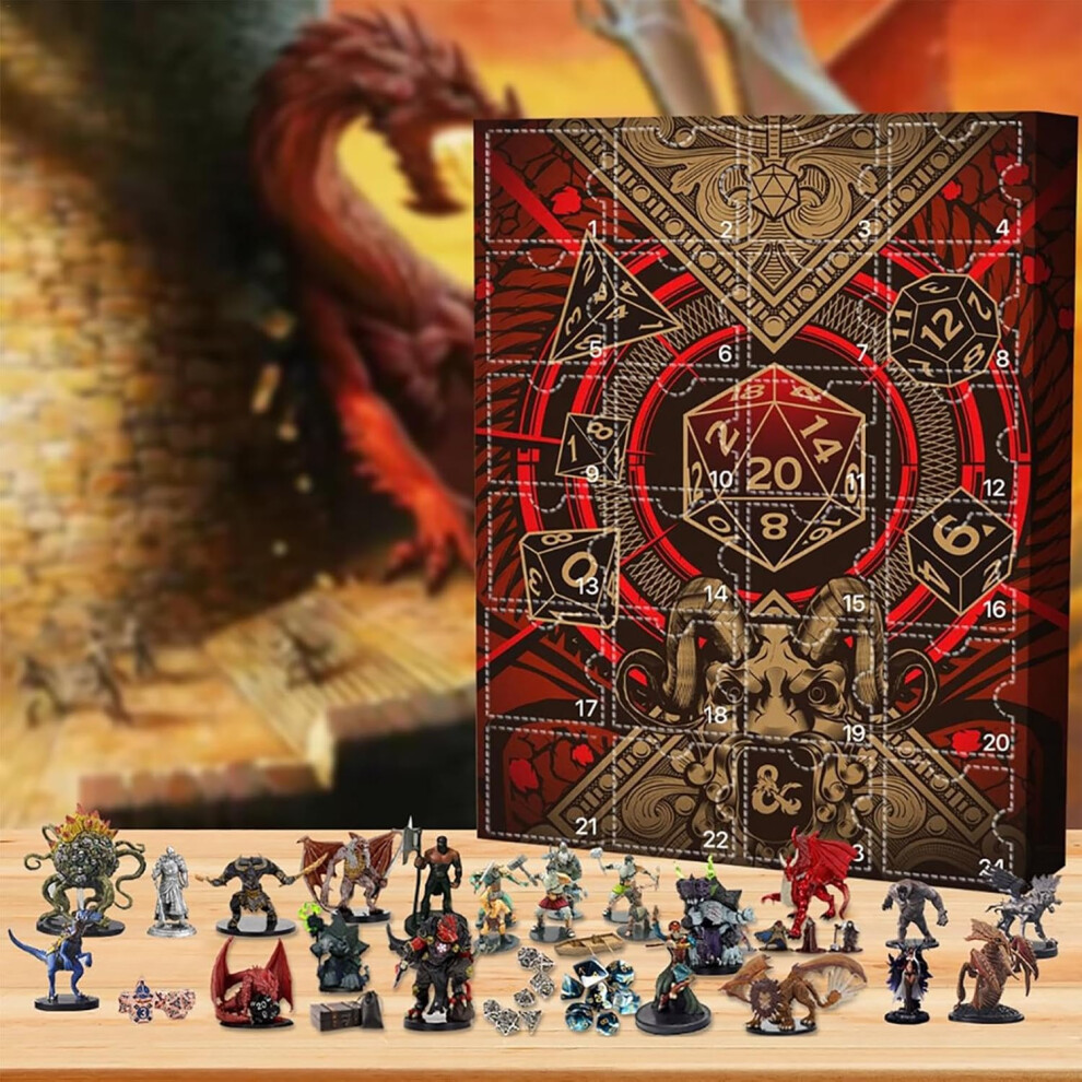 D.N.D Advent Calendar 2024, Dungeons Dragons Advent Calendar, D.N.D Miniatures, D.N.D Figures 24 Days Christmas Countdown Calendar for kids and adults