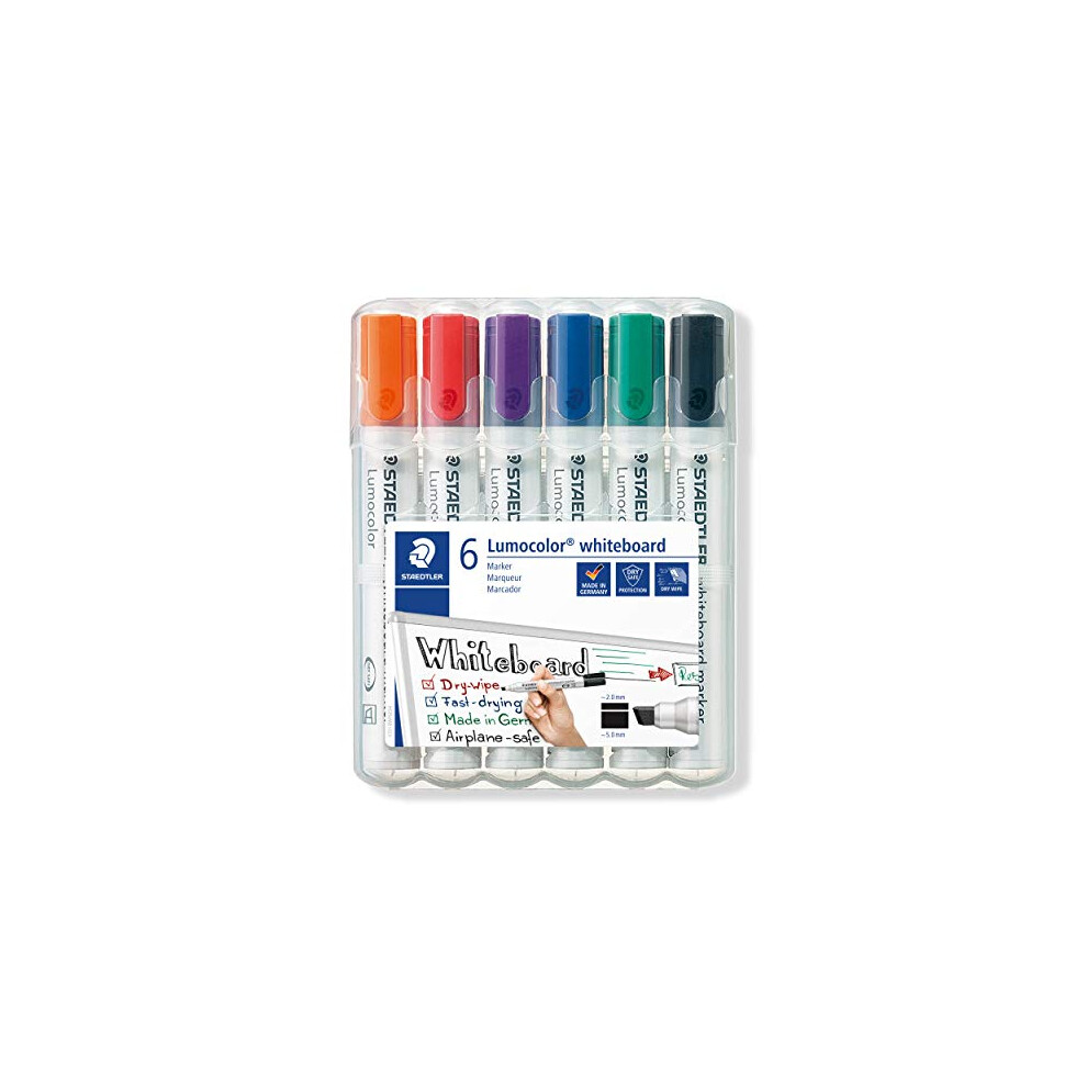 Staedtler 351 B Wp6 Lumocolor Whiteboard Marker Chisel Tip - Assorted Colours (Pack Of 6)
