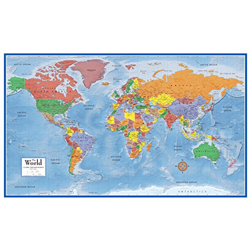 Swiftmaps 92cm x 61cm Laminated World Premier Wall Map Mural Poster A1