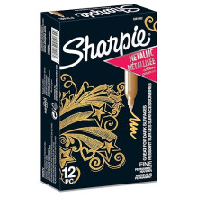 Sharpie Metallic Permanent Markers | Fine Point | Gold | 12 Count