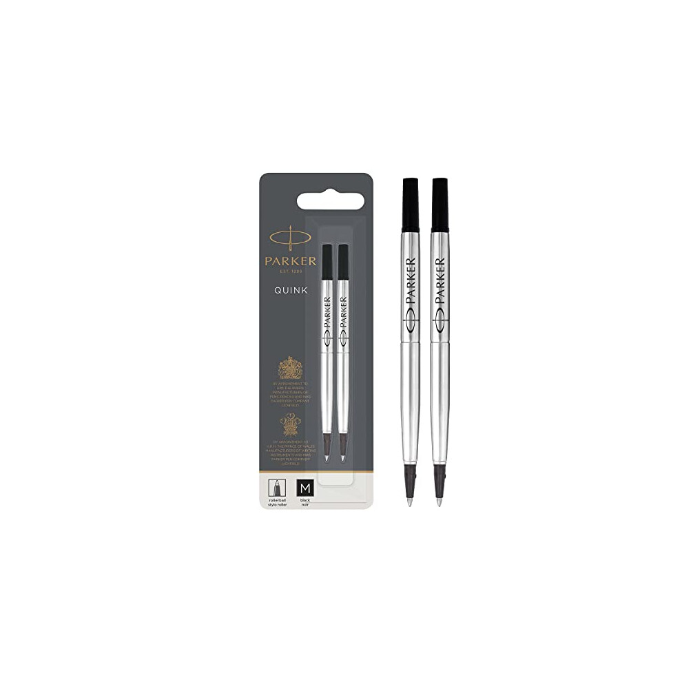 Parker Rollerball Pen Refills | Medium Point | Black QUINK Ink | 2 Count