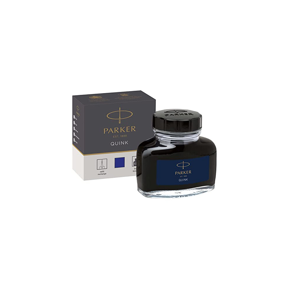 Parker Fountain Pen Ink Bottle | Blue QUINK Ink | 57 ml Fountain Pen Refill