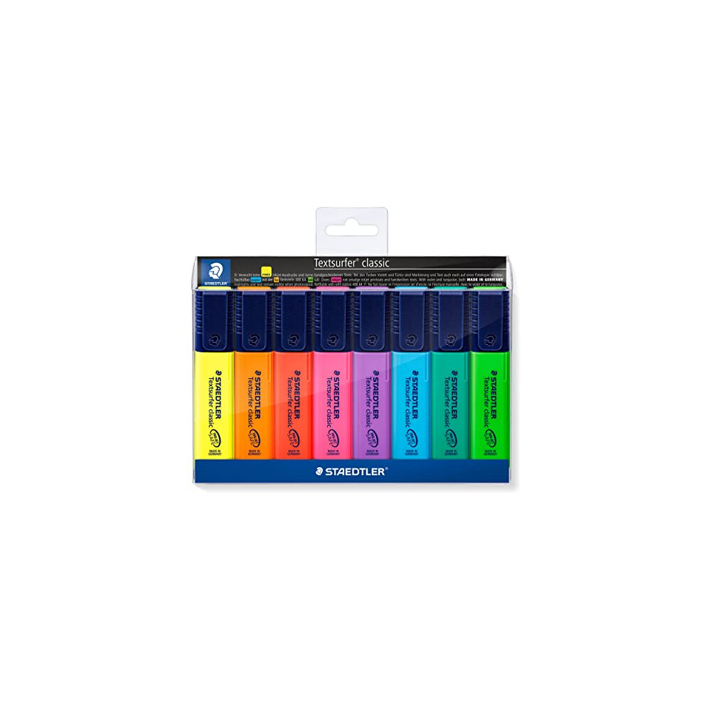 STAEDTLER 364 WP8 Textsurfer Classic Highlighter Pen - Assorted Colours (Wallet of 8)