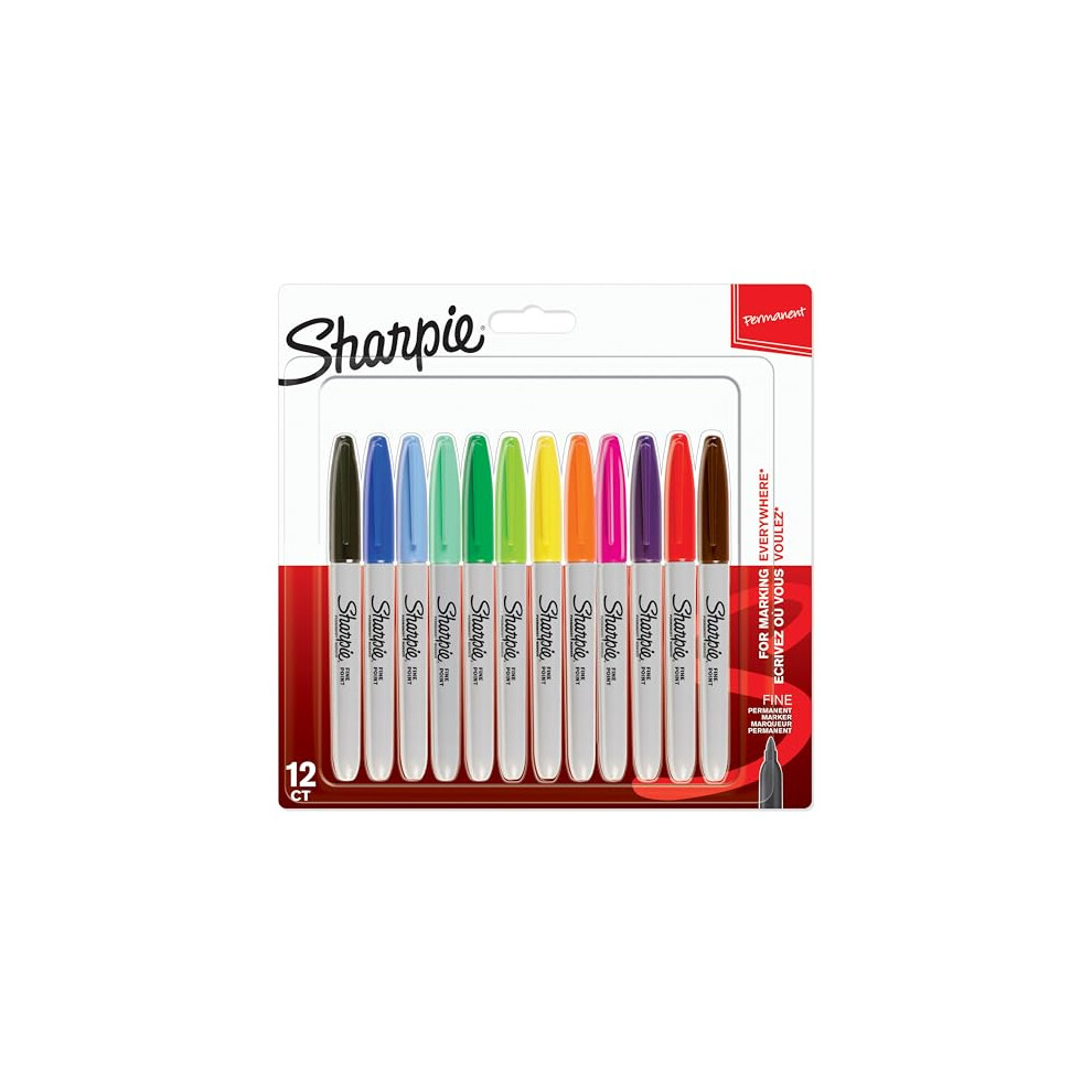 Sharpie Permanent Markers | Fine Point | Assorted Colours | 12 Count