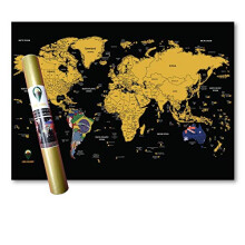 Global Walkabout Scratch Off Map with Flags background ? Deluxe Travel Size World Map Poster ? Countries and Facts ? Travel Gift (Black)