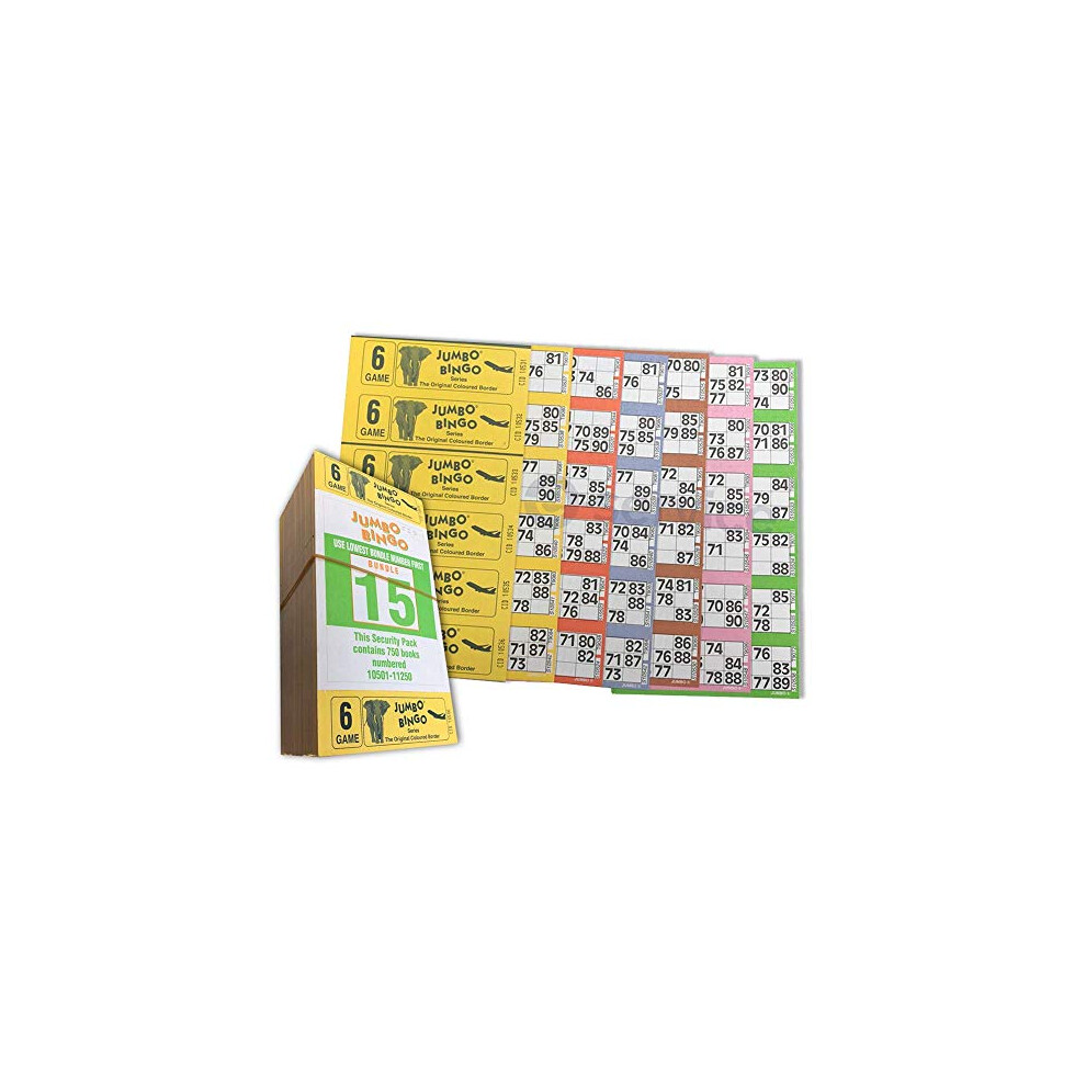 Jumbo Bingo 750 Books 6 Page Game Strips Of 6 Tv Ticket Sheet Big Bold Numbers