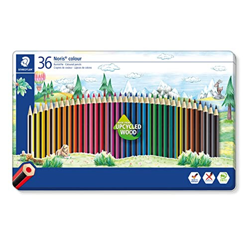 Staedtler STAEDTLER 185 M36 Noris Colour Colouring Pencils - 36 Assorted Colours (Tin of 36 Pencils)