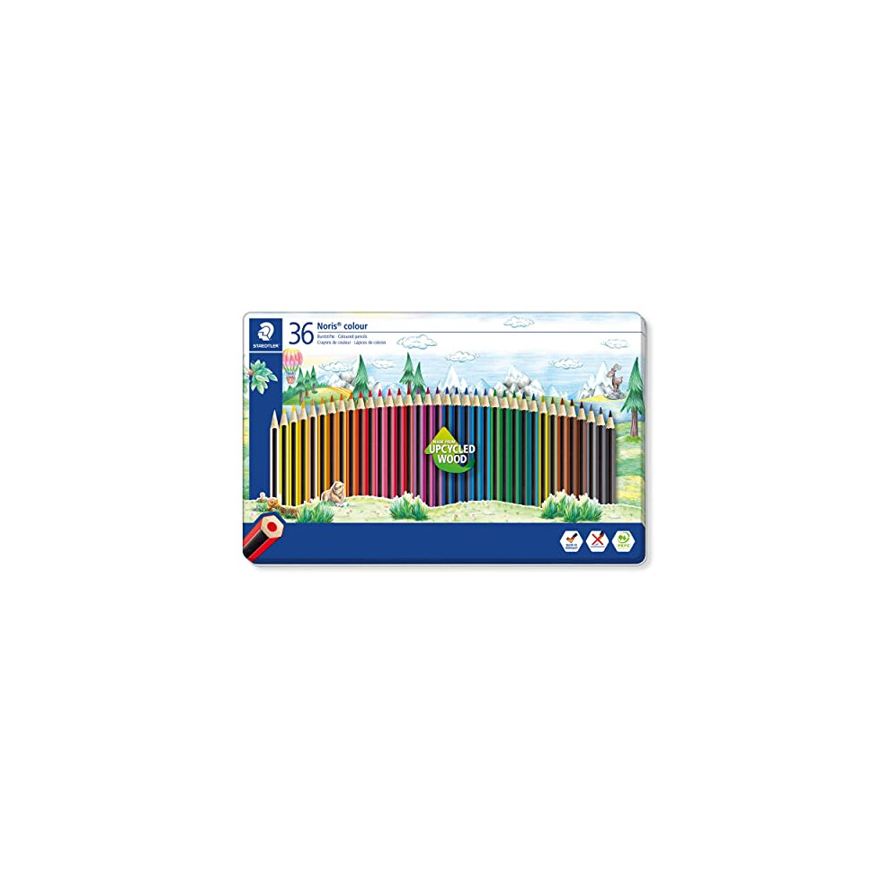 STAEDTLER 185 M36 Noris Colour Colouring Pencils - 36 Assorted Colours (Tin of 36 Pencils)