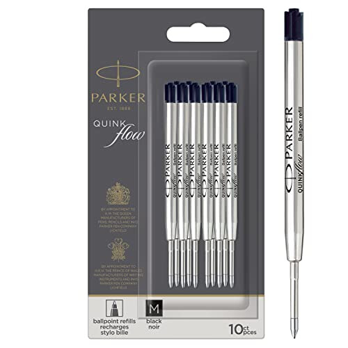 Parker Parker Ballpoint Pen Refills | Medium Point | Black QUINKflow Ink | 10 Count