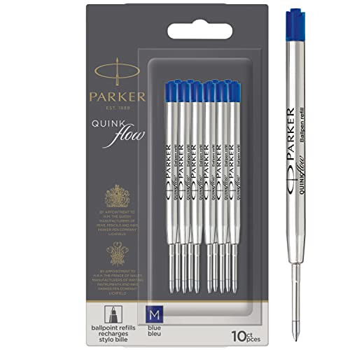 Parker Parker Ballpoint Pen Refills | Medium Point | Blue QUINKflow Ink | 10 Count