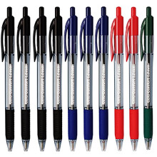 Cello Black Red Blue Green Retractable Ballpoint Pens Pack of 12 Ball Pens Medium Point Biros Retractable (1.0mm) Black Pens,Blue Pen, Red pen Green