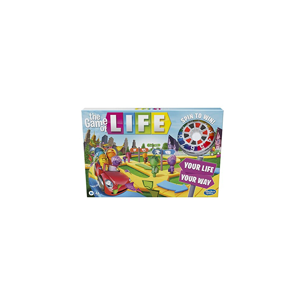 Hasbro Gaming The Game of Life Game, Family Board Game for 2 to 4 Players, for Kids Ages 8 and Up, Includes Colourful Pegs