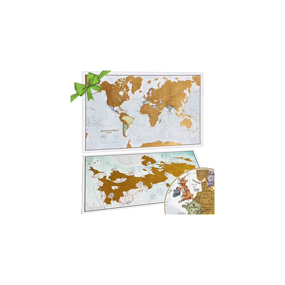 Scratch The World? Travel Map - Scratch Off World Map Poster + Bonus UK Scratch - Maps International - 50 Years + of map Making - Most Detailed Map