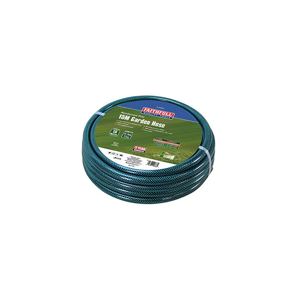 Faithfull FAIHOSE15 15M (49ft) Reinforced Hose 12.7 mm (1/2 Inch) Diameter